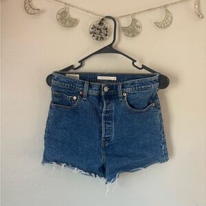 Levi’s Blue Denim High-Waisted Shorts